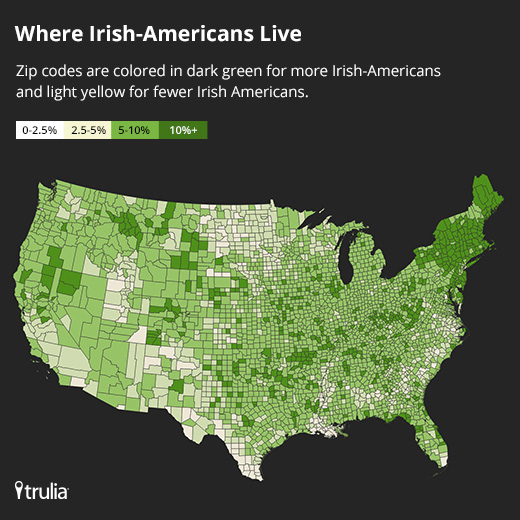 U.S. Map of Where Irish-Americans Live