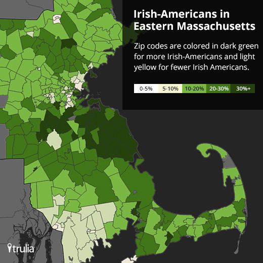 Map of Irish-Americans in Eastern Massachusetts