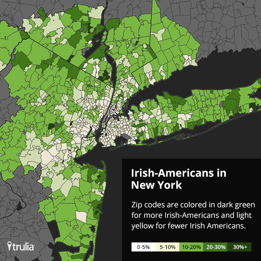 Map of Irish-Americans in New York